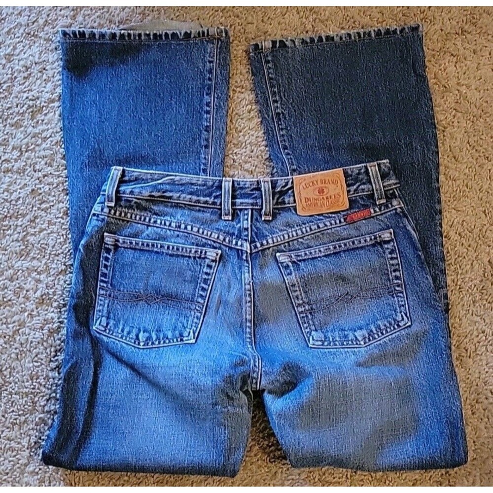 Lucky Brand Jeans Womens 6 28 Blue Flared Dungarees 5 Pocket Denim USA 90s Y2K
